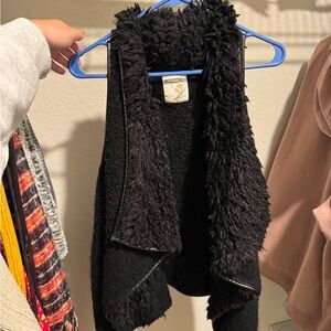 Elegant Black Fuzzy Vest